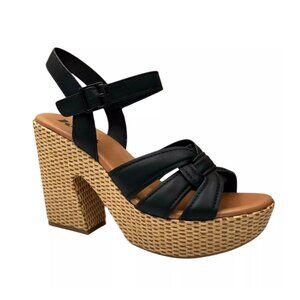 Korks by Kork-Ease Dee Sandals Strappy Wedge Heel Platforms in Black 10